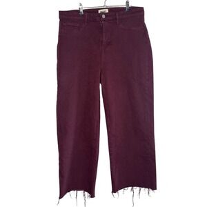 L'AGENCE  Jeans Size 31 Danica Wide Leg‎ High Rise Dark Wine Raw Hem